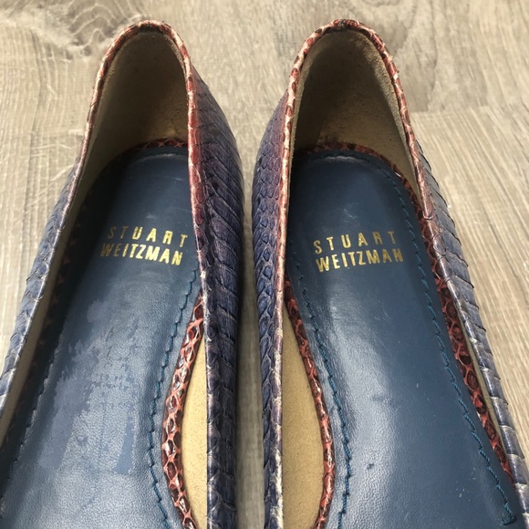 Stuart Weitzman Python Leather Pointed Toe Flats - Picture 5 of 5